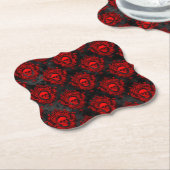 赤いスカルとゴシック色の黒 ペーパーコースター (アングル)
