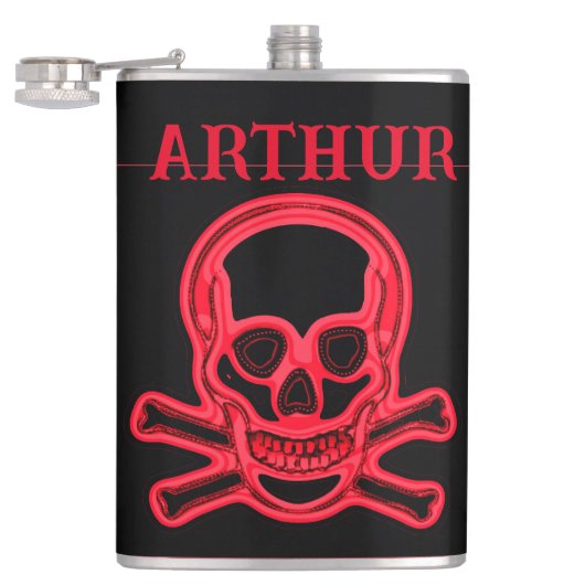 赤いスカルパーソナライズされた、 フラスク (オープン)