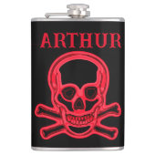 赤いスカルパーソナライズされた、 フラスク (正面)