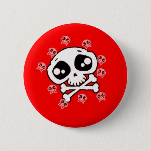 赤いスカル 缶バッジ (正面)