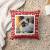 赤いスカンジナビアの冬の模様 – 写真の追加 クッション (ブランケット)