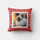 赤いスカンジナビアの冬の模様 – 写真の追加 クッション (正面)
