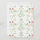 赤いスカンジナビア柄の写真入りホリデーカード シーズンカード (裏面)