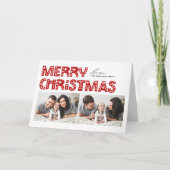 赤いスカンジナビア風ツーフォトクリスマス シーズンカード (正面)