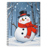 赤いスカーフで冷たい森の雪だるま ノートブック (正面)