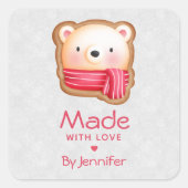 赤いスカーフで愛かわいいクマ顔作|過去記事 スクエアシール (正面)