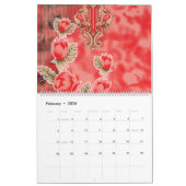 赤いスカーフに花が付いている カレンダー (2月 2026)