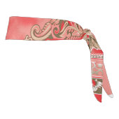 赤いスカーフに花が付いている タイヘッドバンド (回転90)