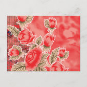 赤いスカーフに花が付いている ポストカード (正面)