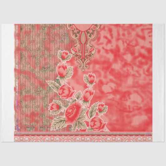 赤いスカーフに花が付いている 薄葉紙 (正面)