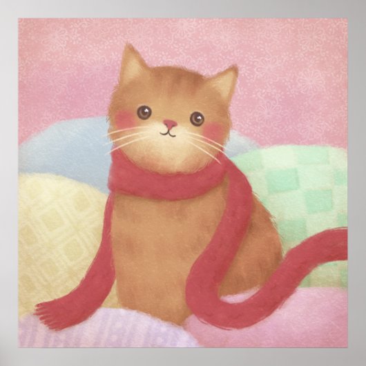 赤いスカーフのイラストレーション ポスター (正面)