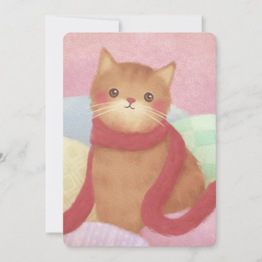 赤いスカーフのイラストレーション 招待状 (正面)