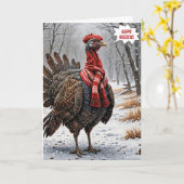 赤いスカーフのクリスマストルコ カード (黄色い花)