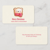 赤いスカーフの可愛いクマの顔クリスマスグリーティング 名刺 (正面/裏面)