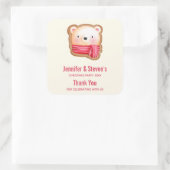 赤いスカーフの可愛いクマ顔パーティーありがとう スクエアシール (バッグ)