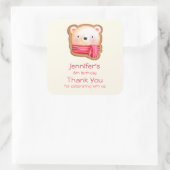 赤いスカーフの可愛いクマ顔パーティーありがとう スクエアシール (バッグ)