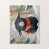 赤いスカーフの愛らしい黒羊 ジグソーパズル (縦)