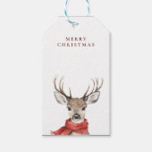 赤いスカーフを巻いた聖降誕祭のお祭り騒ぎ ギフトタグ (正面)