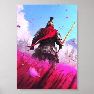 赤いスカーフを巻いた鎧武者 ポスター