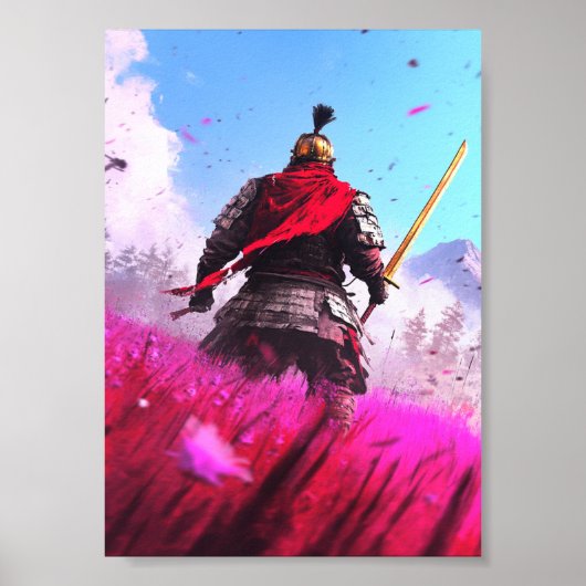 赤いスカーフを巻いた鎧武者 ポスター (正面)