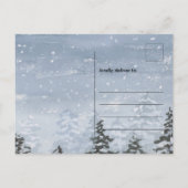 赤いスカーフフラットクリスマスと居心地の良いポーラベア シーズンポストカード (裏面)