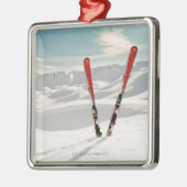 赤いスキー メタルオーナメント (左)