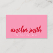 赤いスクリプはっきりしたトピンク 名刺 (正面)