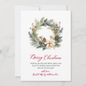 赤いスクリプエレガントトリース緑のクリスマスカード シーズンカード (正面)