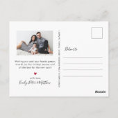 赤いスクリプスタイリッシュト写真コラージュのクリスマス ポストカード (裏面)