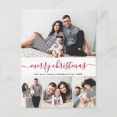 赤いスクリプスタイリッシュト写真コラージュのクリスマス ポストカード (正面)