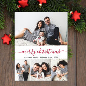 赤いスクリプスタイリッシュト写真コラージュのクリスマス ポストカード