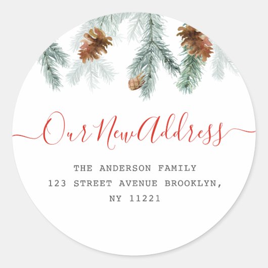 赤いスクリプトの休日の移動発表 ラウンドシール (正面)