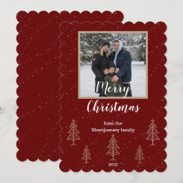 赤いスクリプトクリスマスフォトフラットカード