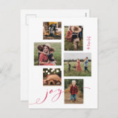 赤いスクリプトジョイ数々のフォトホリデーポストカード シーズンポストカード (正面/裏面)