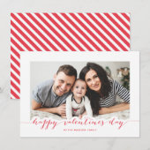 赤いスクリプトハッピーバレンタインデーフォトフレーム シーズンカード (正面/裏面)