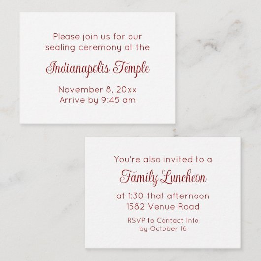 赤いスクリプト神殿 封印 & 食事への招待 エンクロージャーカード (正面/裏面)