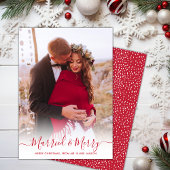 赤いスクリプト1枚の写真とメリー結婚したクリスマス シーズンカード