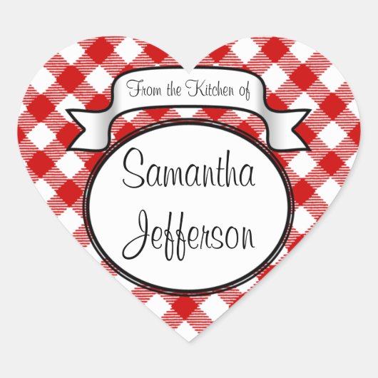 赤いスクリプト – キッチンから – Jar/ラベル ハートシール (正面)