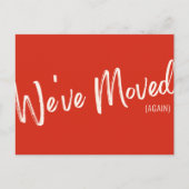 赤いスクリプモダント引っ越しましたの移動アナウンス ポストカード (正面)