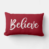 赤いスクリプ信じトのクリスマスピロー ランバークッション (正面)