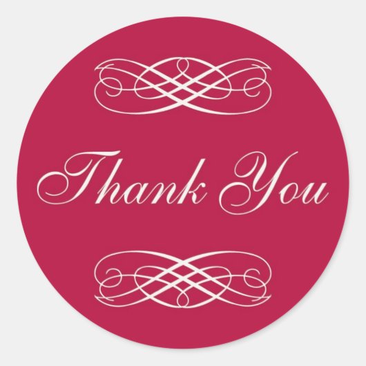 赤いスクロールありがとう ラウンドシール (正面)