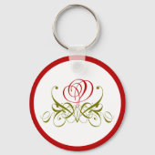 赤いスクロールバラキーチェーン キーホルダー (裏面)