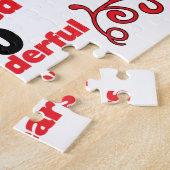 赤いスクロール及びハートの名前は及び60 Yr記念日に日付を記入します ジグソーパズル (側面)