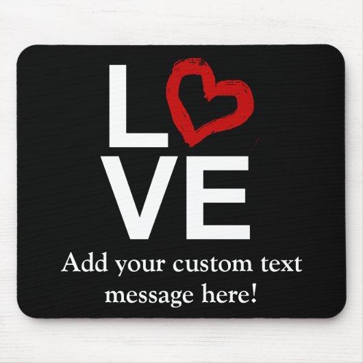 赤いスケッチされたハートと白黒愛 マウスパッド (正面)