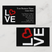 赤いスケッチされたハートと白黒愛 名刺 (正面/裏面)