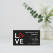 赤いスケッチされたハートと白黒愛 名刺 (スタンド正面)