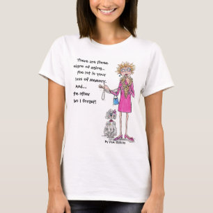 赤いスケッチの女性は忘れやすい老化文字 Tシャツ