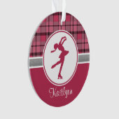 赤いスケートで滑るの恋人の格子縞のオーナメント オーナメント (正面)