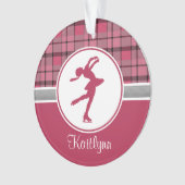 赤いスケートで滑るの恋人の格子縞のオーナメント オーナメント (正面)