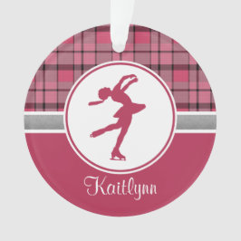 赤いスケートで滑るの恋人の格子縞のオーナメント オーナメント